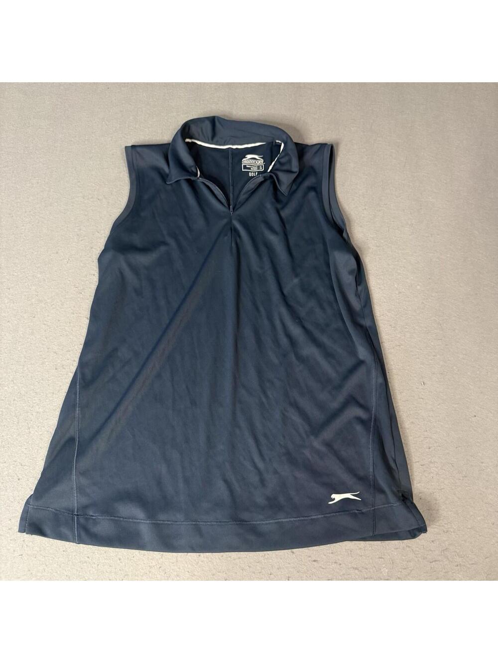 Women's Slazenger S Quarter Zip Sleeveless Golf Polo Navy Lightweight